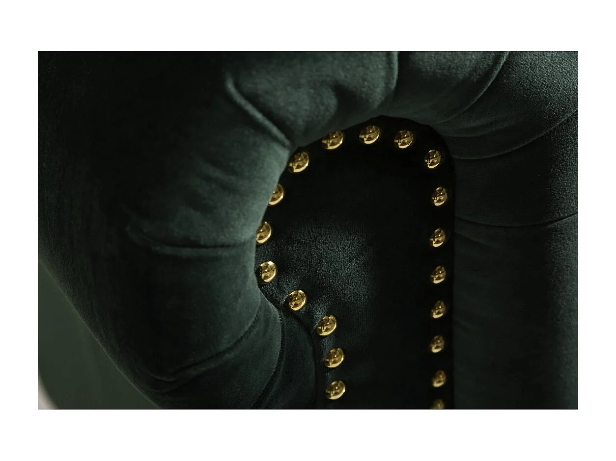 Canapé droit EDGAR – Vert émeraude – 3 places – Velours style baroque