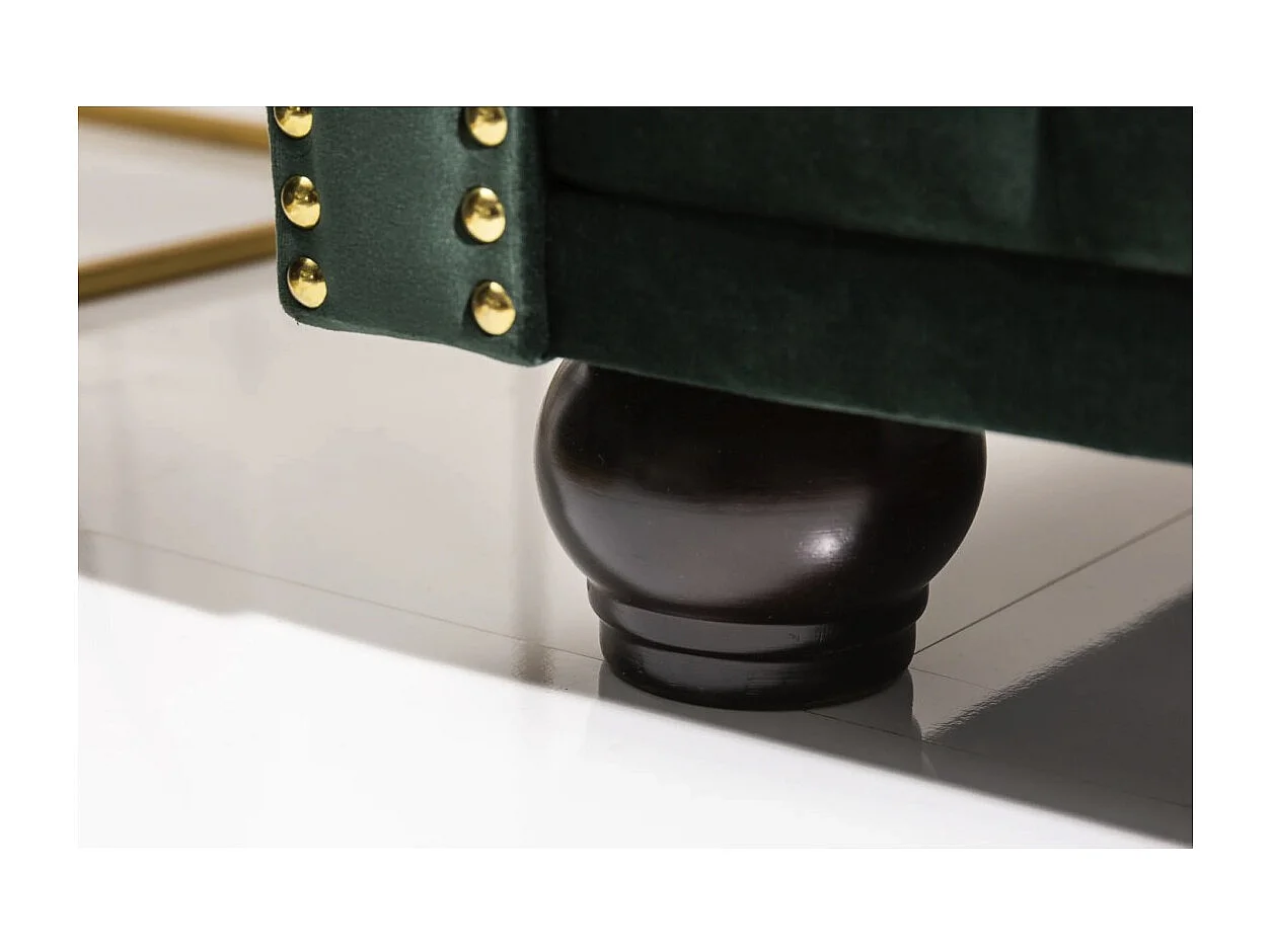 Canapé droit EDGAR – Vert émeraude – 3 places – Velours style baroque