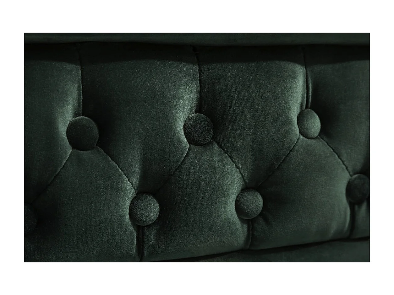 Canapé droit EDGAR – Vert émeraude – 3 places – Velours style baroque