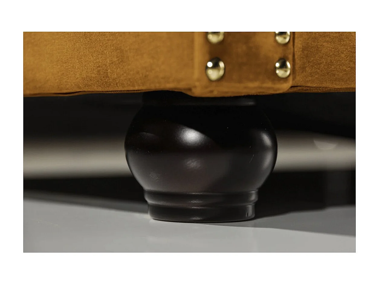 Canapé droit EDGAR – Jaune moutarde – 3 places – Velours style baroque