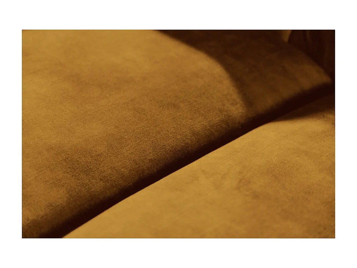 Canapé droit EDGAR – Jaune moutarde – 3 places – Velours style baroque