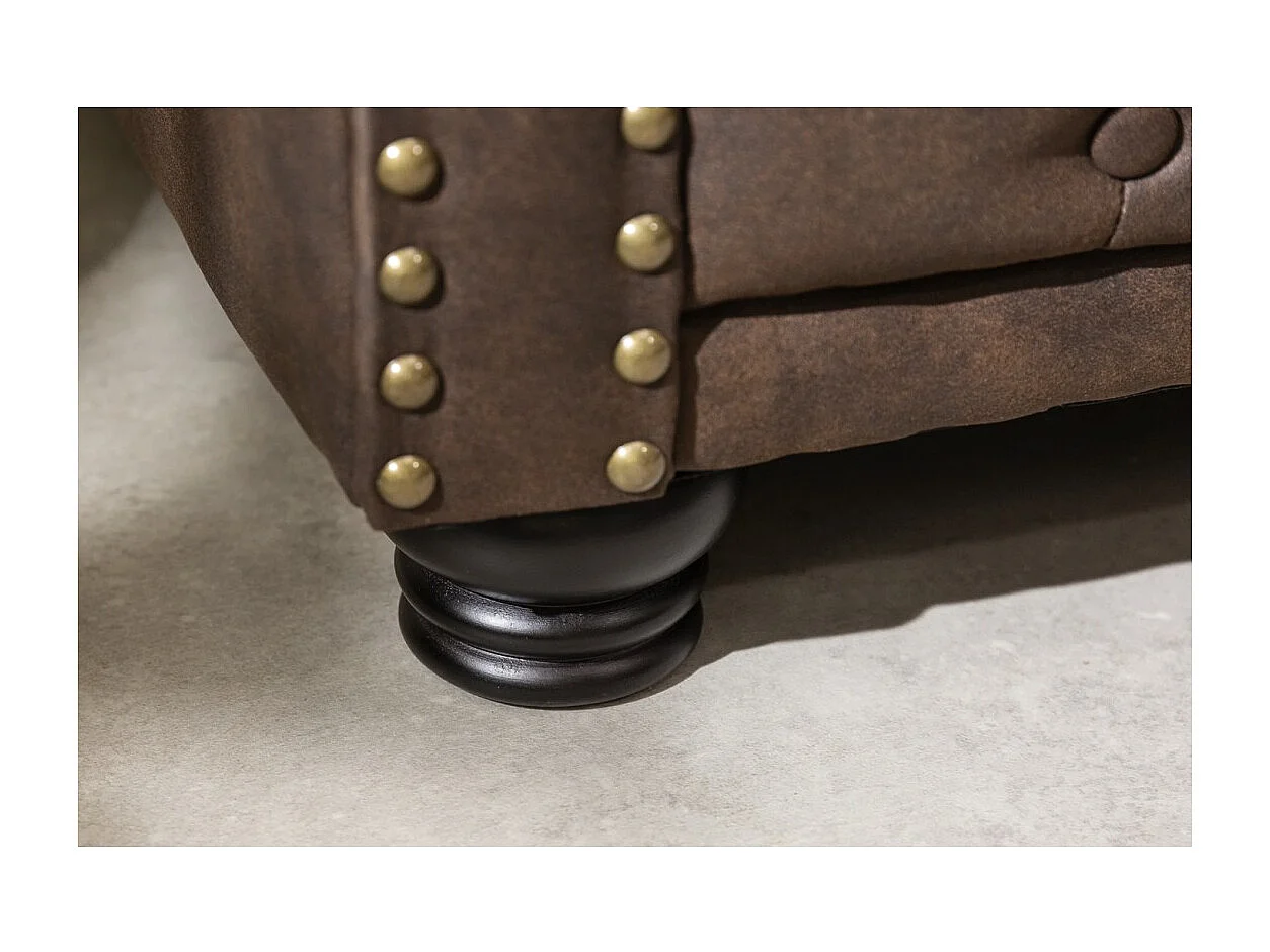 Canapé droit EDGAR – Marron chocolat – 3 places – Style baroque