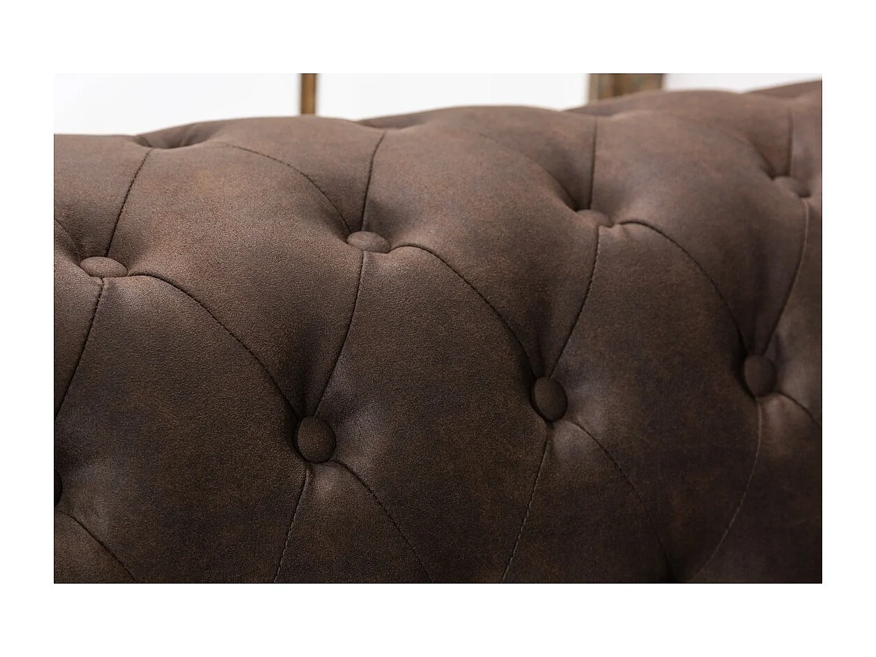 Canapé droit EDGAR – Marron chocolat – 3 places – Style baroque