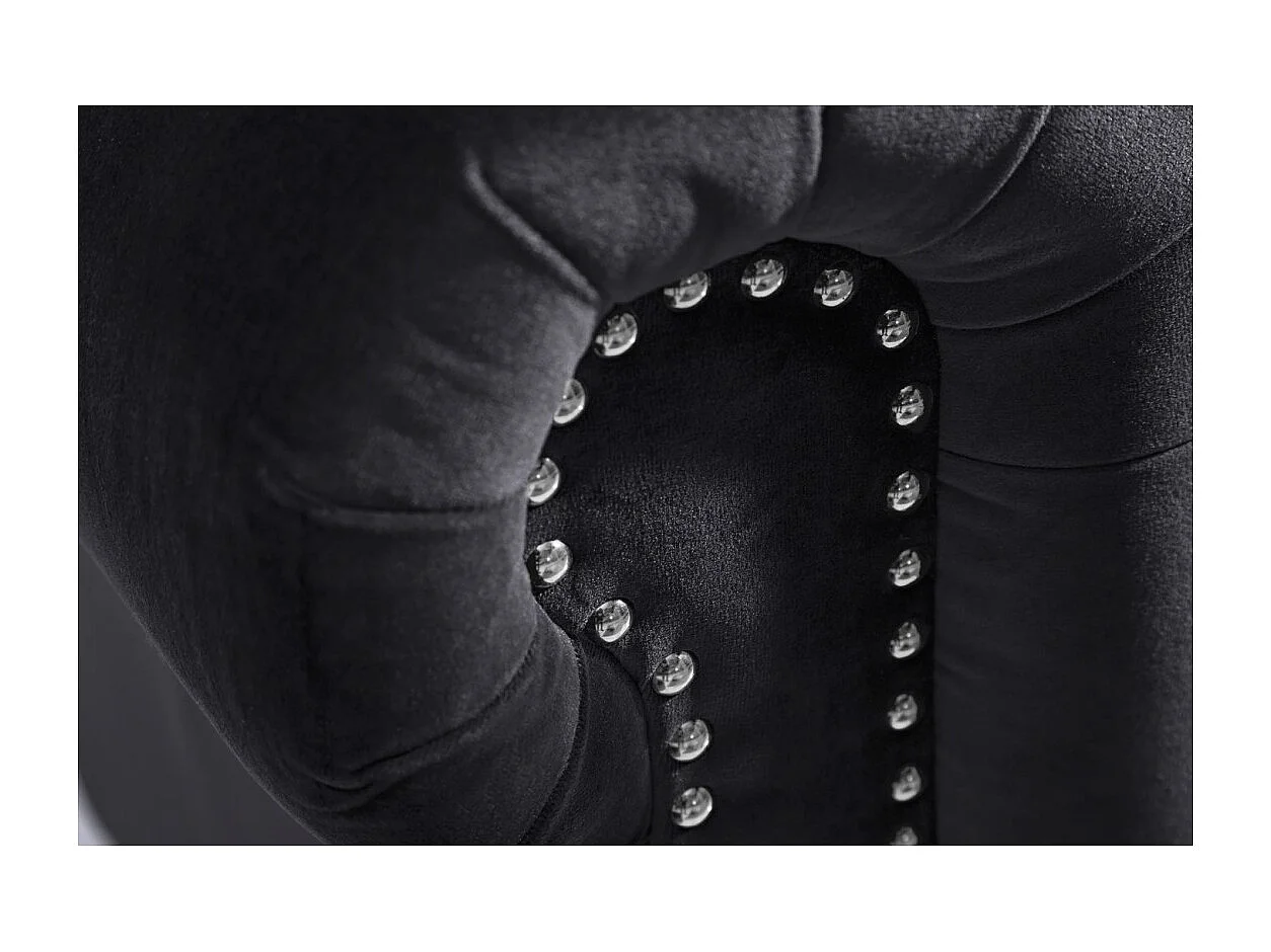 Canapé droit EDGAR – Noir – 3 places – Velours style baroque