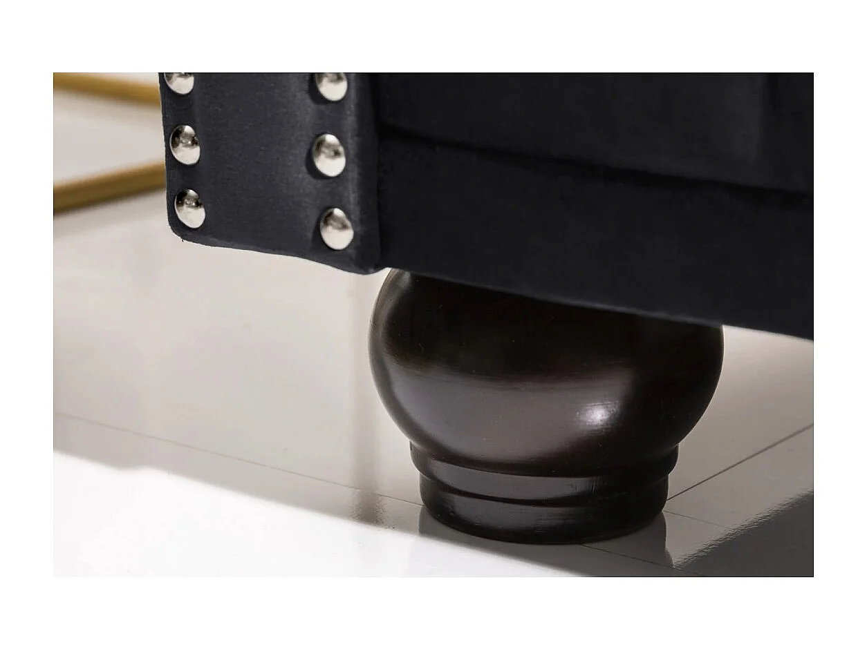 Canapé droit EDGAR – Noir – 3 places – Velours style baroque