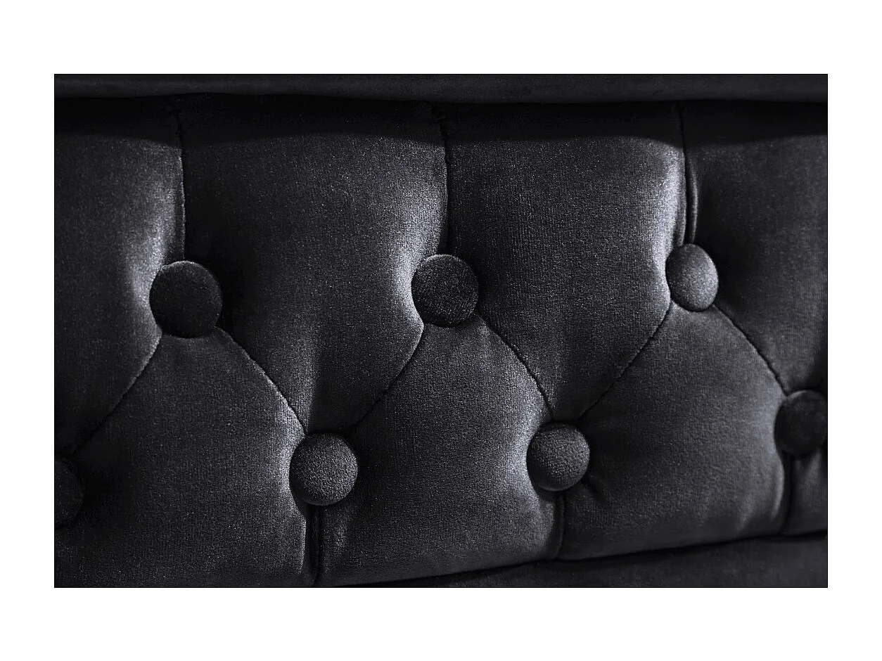 Canapé droit EDGAR – Noir – 3 places – Velours style baroque