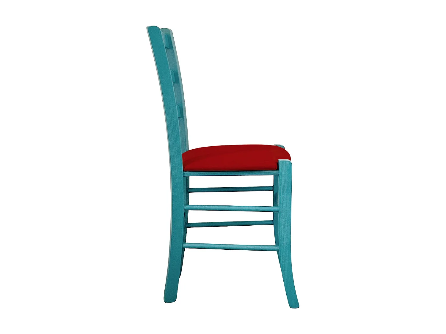 Chaise en bois Turquoise Venezia avec assise en similicuir rouge