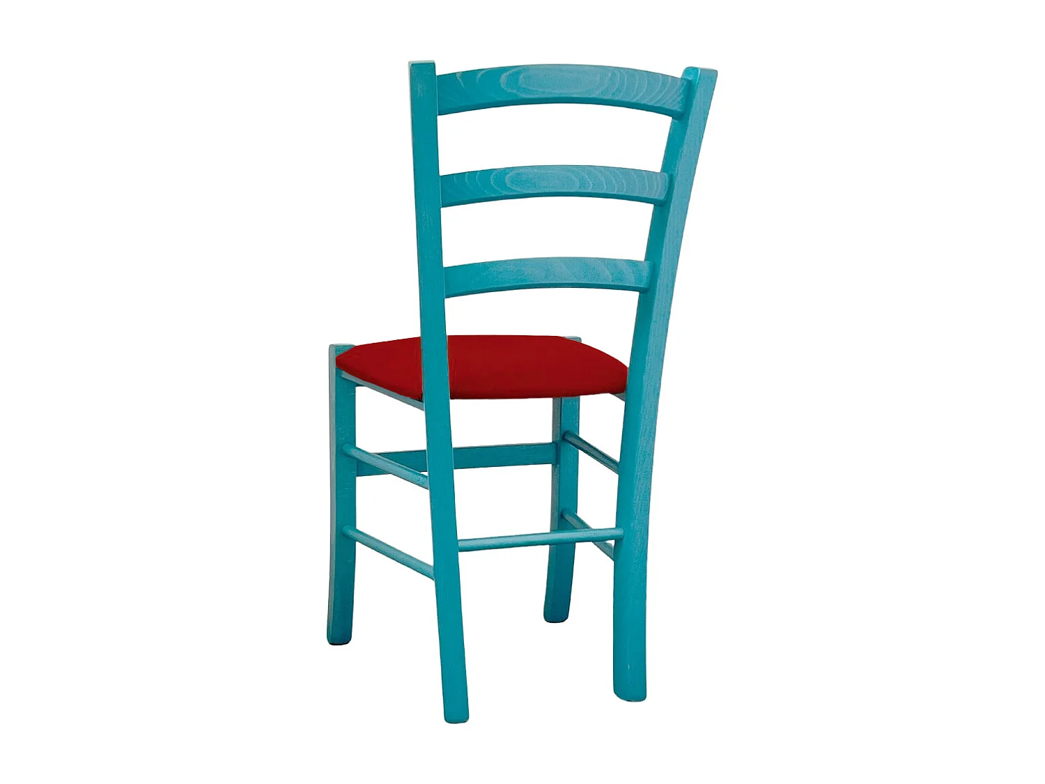 Chaise en bois Turquoise Venezia avec assise en similicuir rouge