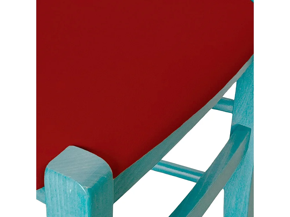 Chaise en bois Turquoise Venezia avec assise en similicuir rouge