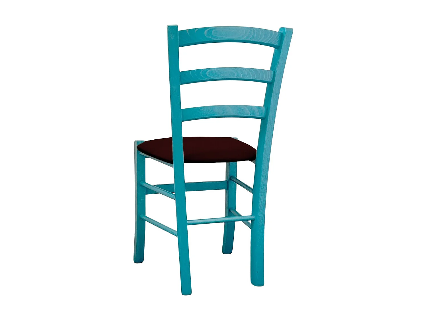 Chaise en bois Turquoise Venezia avec assise en similicuir marron