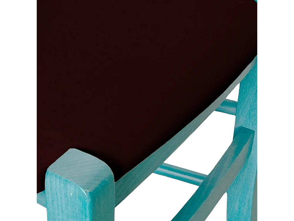 Chaise en bois Turquoise Venezia avec assise en similicuir marron