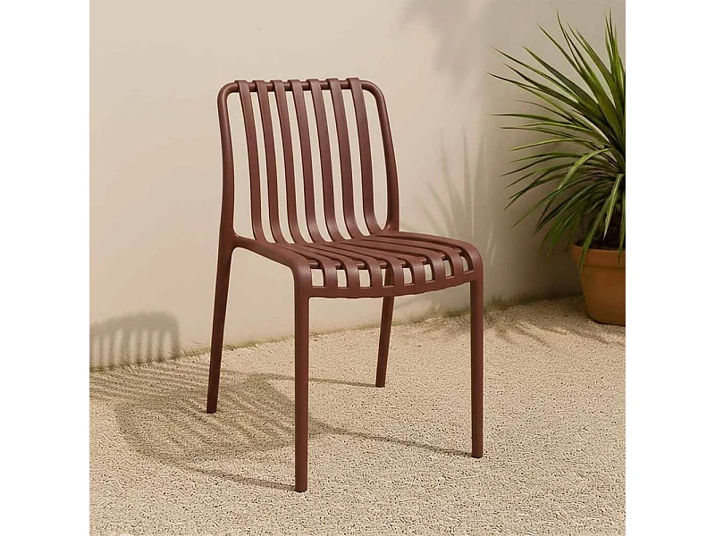 Chaise d'extérieur Iside en plastique résistant, modèle confort haut de gamme, marron