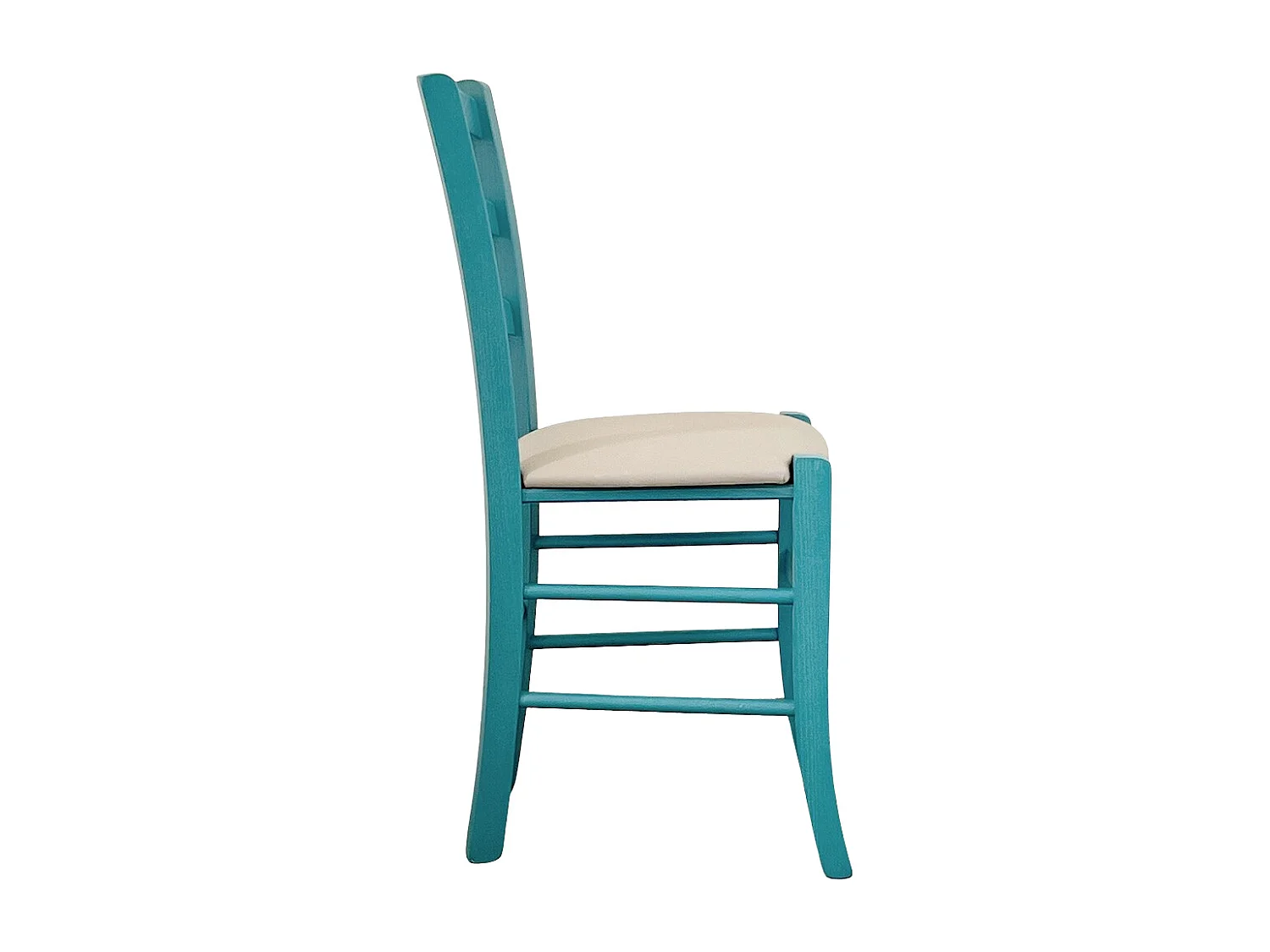 Chaise en bois Turquoise Venezia avec assise en similicuir beige