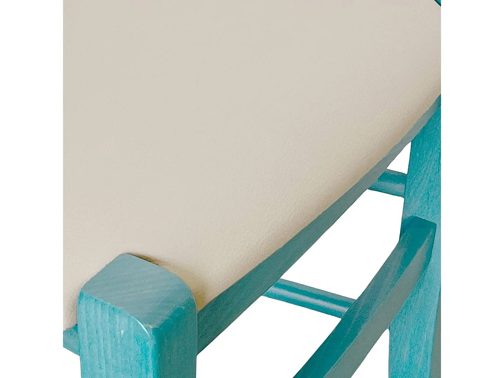 Chaise en bois Turquoise Venezia avec assise en similicuir beige