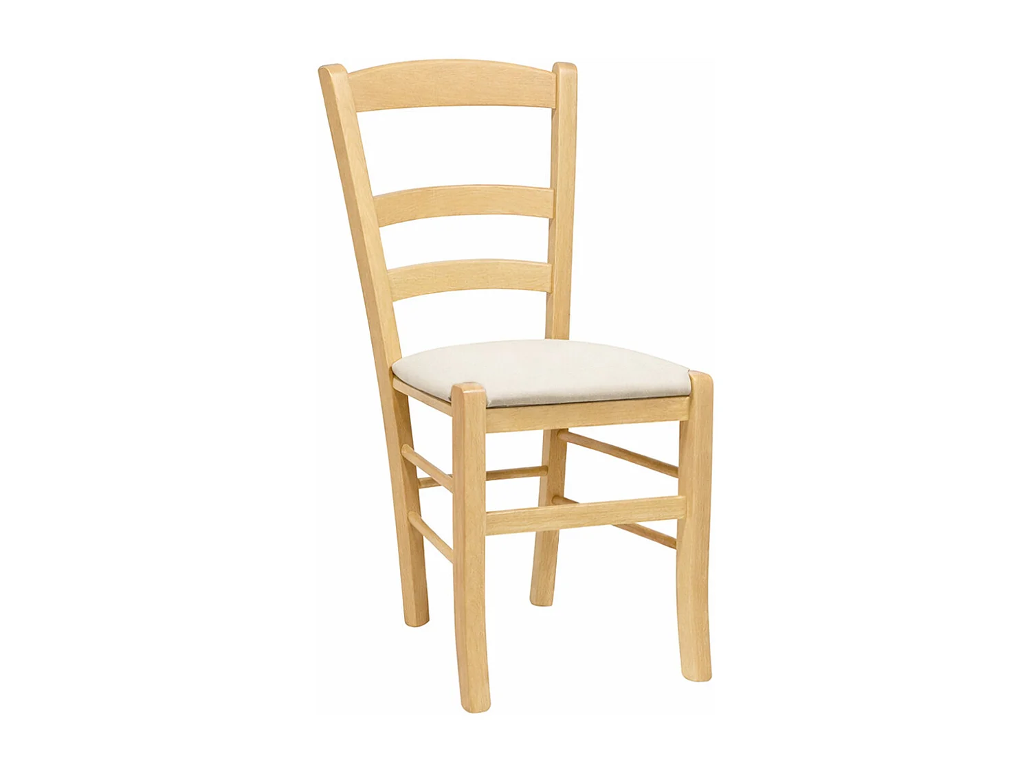 Chaises de salle à manger Paesana en bois naturel avec assises rembourrées beiges