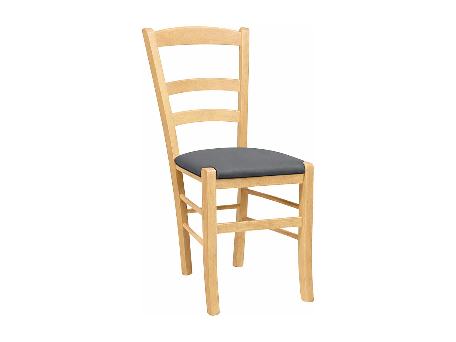 Chaises de salle à manger Paesana en bois naturel avec assise rembourrée anthracite