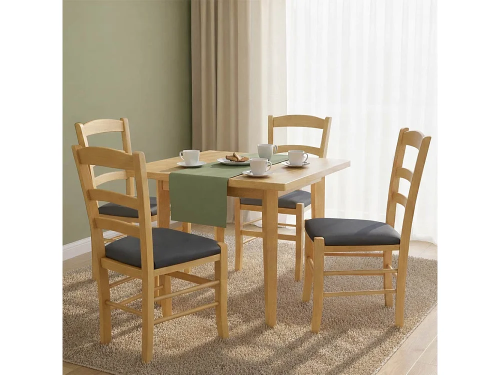 Chaises de salle à manger Paesana en bois naturel avec assise rembourrée anthracite