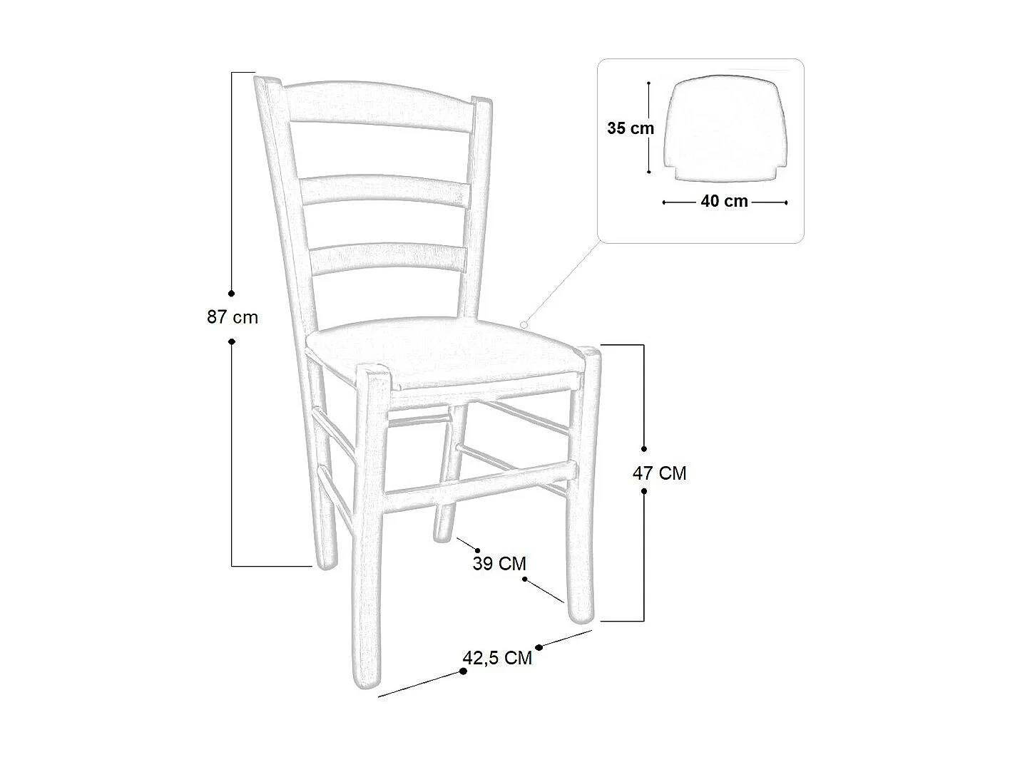 Chaises de salle à manger Paesana en bois naturel avec assise rembourrée anthracite