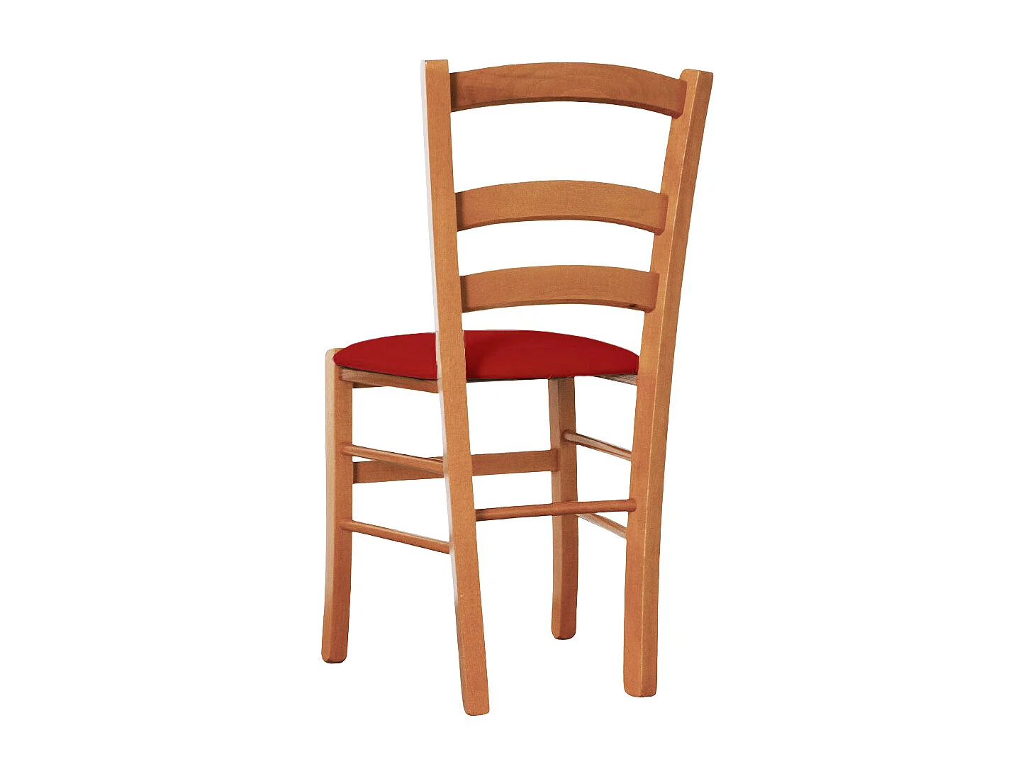 Chaise vénitienne en bois de cerisier avec assise rembourrée en similicuir rouge