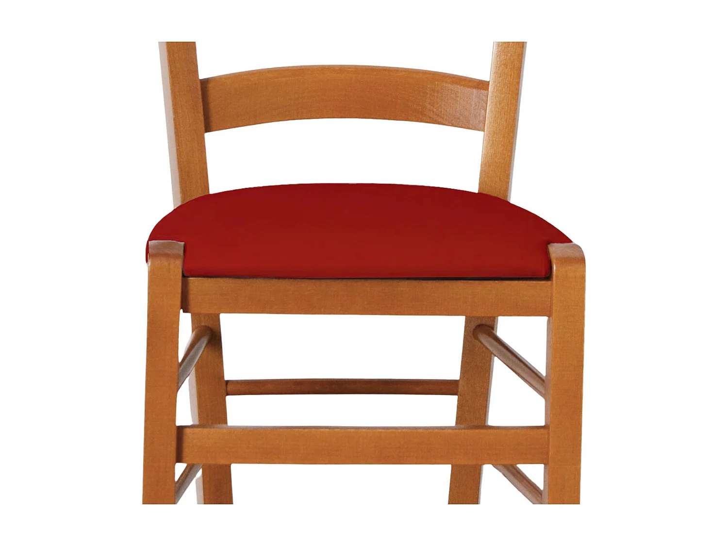 Chaise vénitienne en bois de cerisier avec assise rembourrée en similicuir rouge