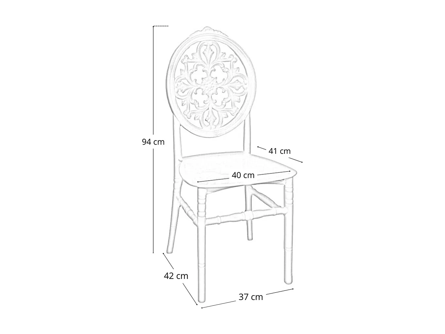 Sedia Venus in plastica polipropilene bianco con schienale decorato impilabile