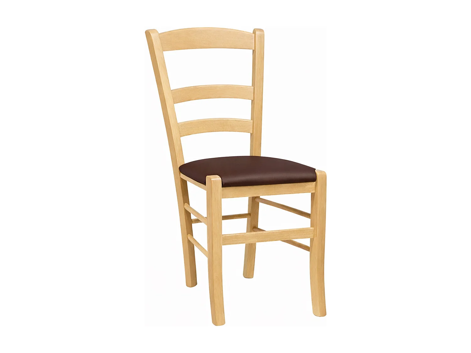 Chaises de salle à manger Paesana en bois naturel avec assise rembourrée marron