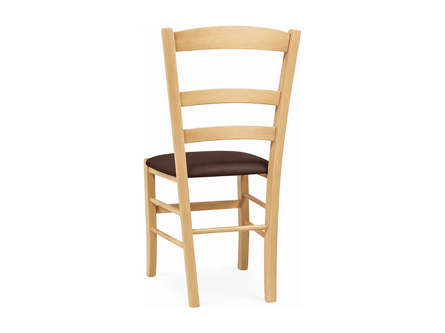 Chaises de salle à manger Paesana en bois naturel avec assise rembourrée marron