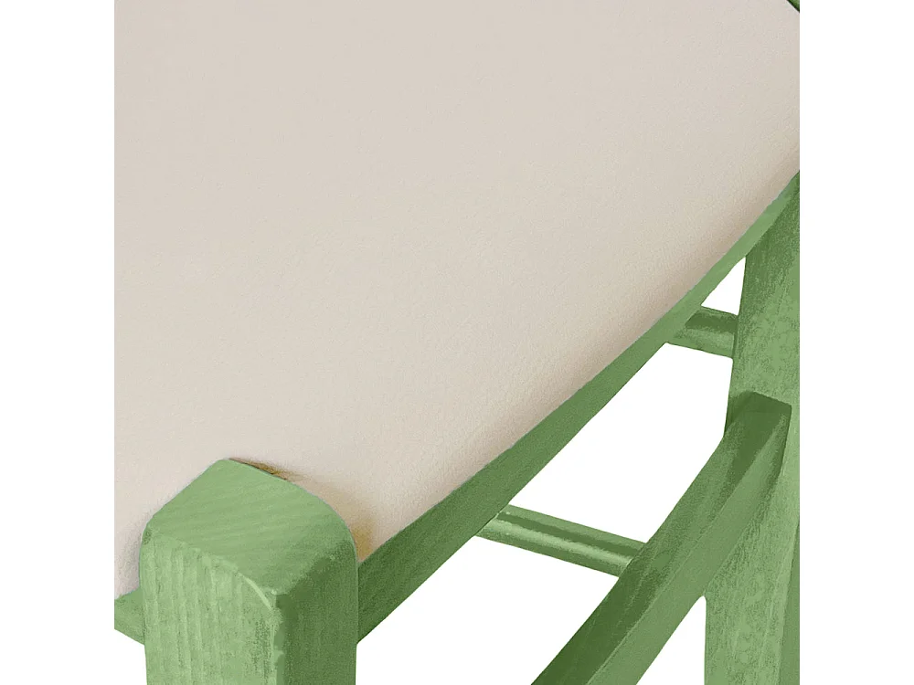 Groene Venezia houten stoel met beige kunstleren zitting.