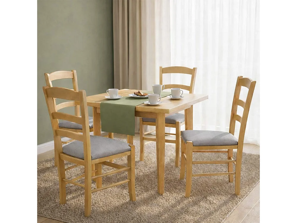Chaises de salle à manger Paesana en bois naturel avec assise rembourrée gris clair