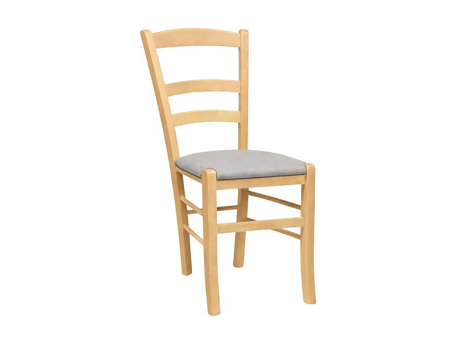 Chaises de salle à manger Paesana en bois naturel avec assise rembourrée gris clair