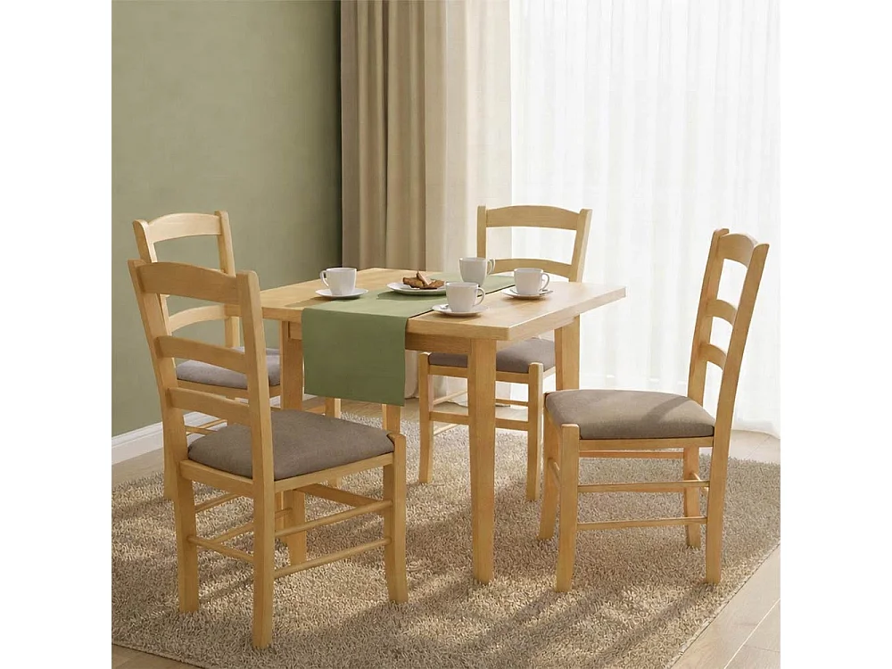 Chaises de salle à manger Paesana en bois naturel avec assise rembourrée gris tourterelle