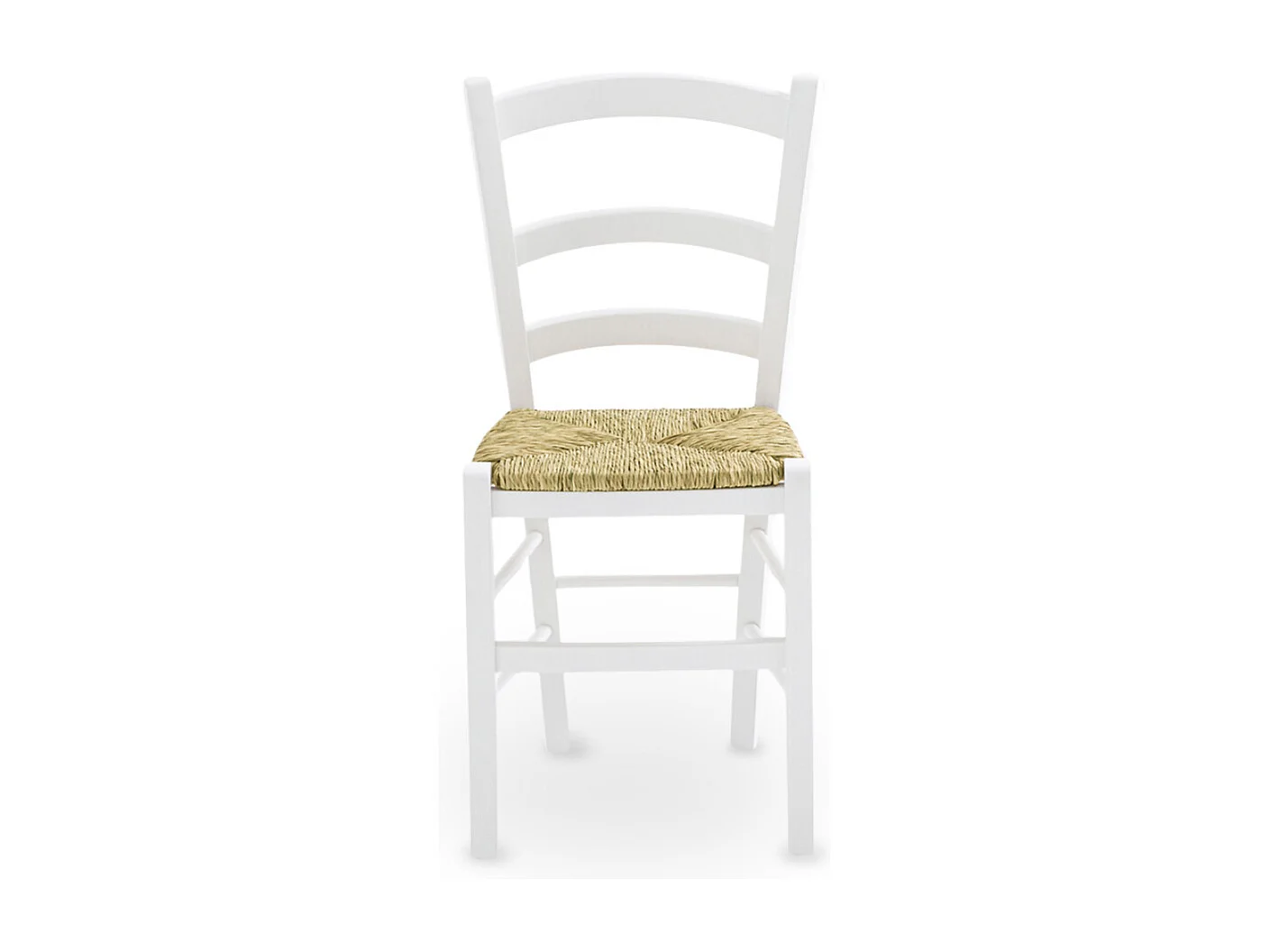 Sedia in legno venezia bianca laccata con seduta in paglia palustre intrecciata