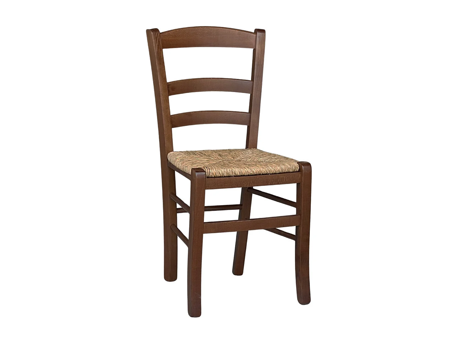 Chaise de salle à manger Paesana en noyer foncé avec assise en paille, idéale pour la cuisine et la maison.