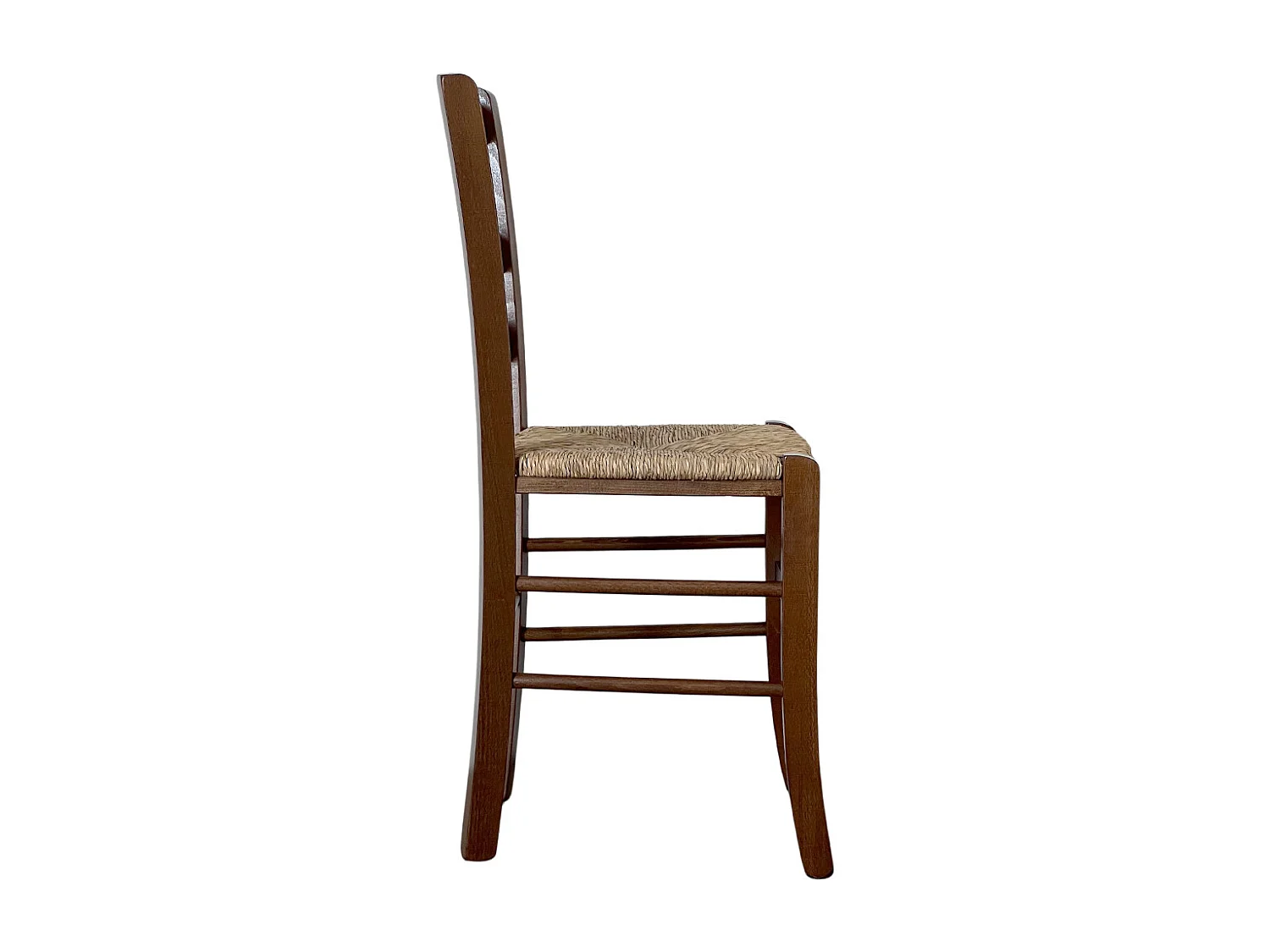 Chaise de salle à manger Paesana en noyer foncé avec assise en paille, idéale pour la cuisine et la maison.