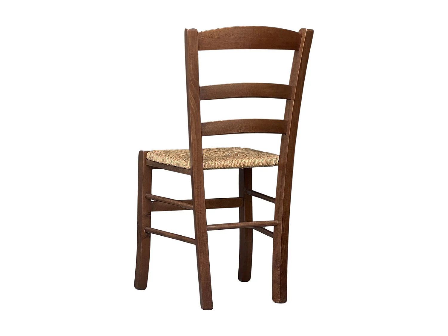 Chaise de salle à manger Paesana en noyer foncé avec assise en paille, idéale pour la cuisine et la maison.