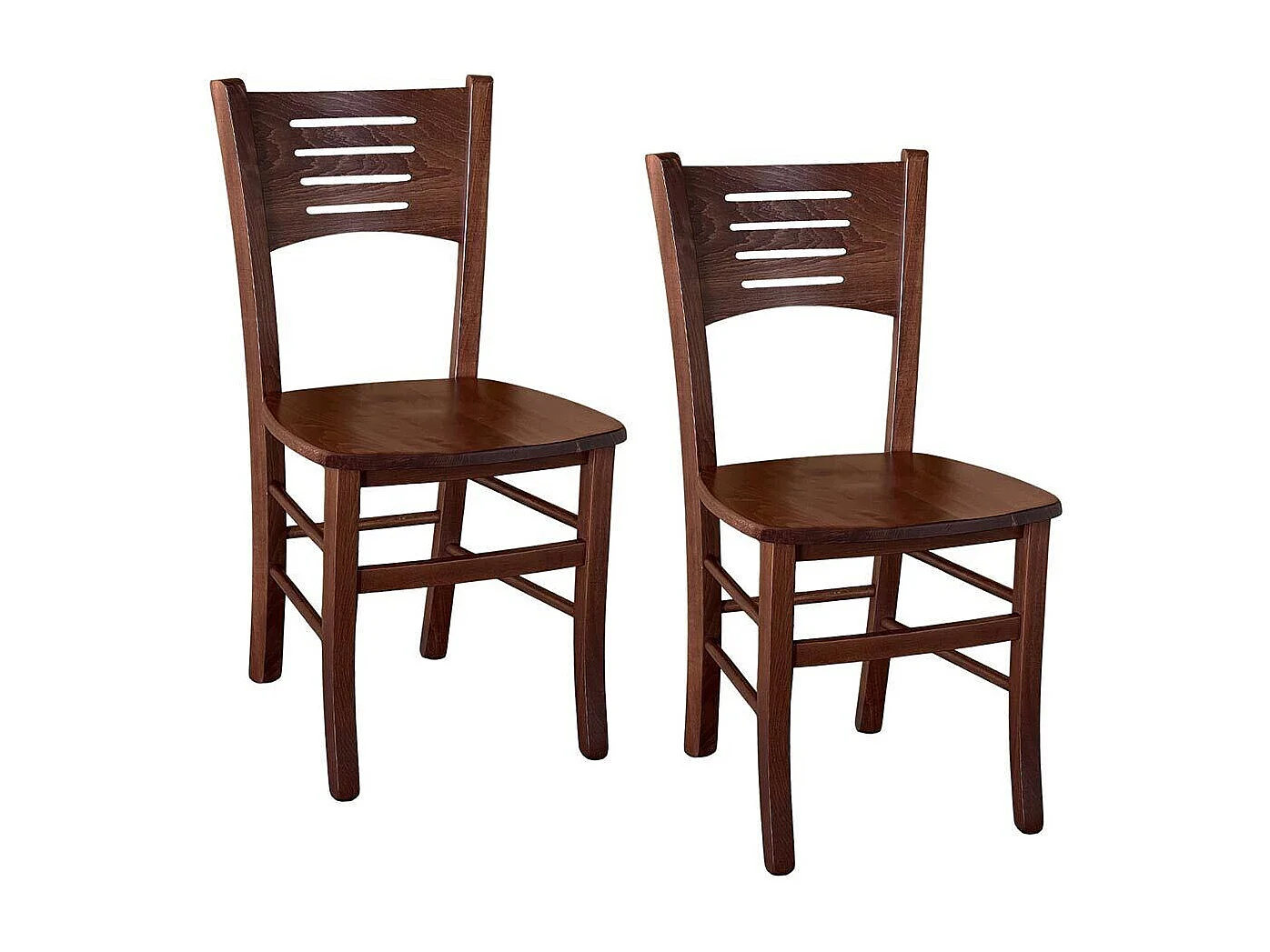 Chaise Amelia en noyer foncé avec assise en bois massif x 2