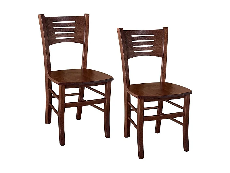 Chaise Amelia en noyer foncé avec assise en bois massif x 2