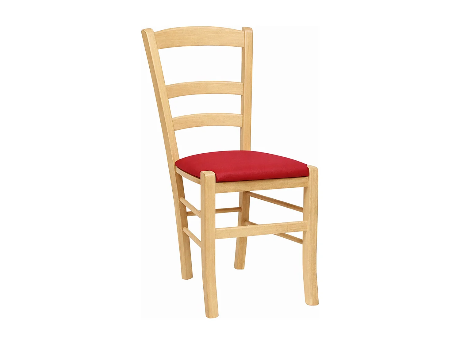 Chaises de salle à manger Paesana en bois naturel avec assises rembourrées rouges