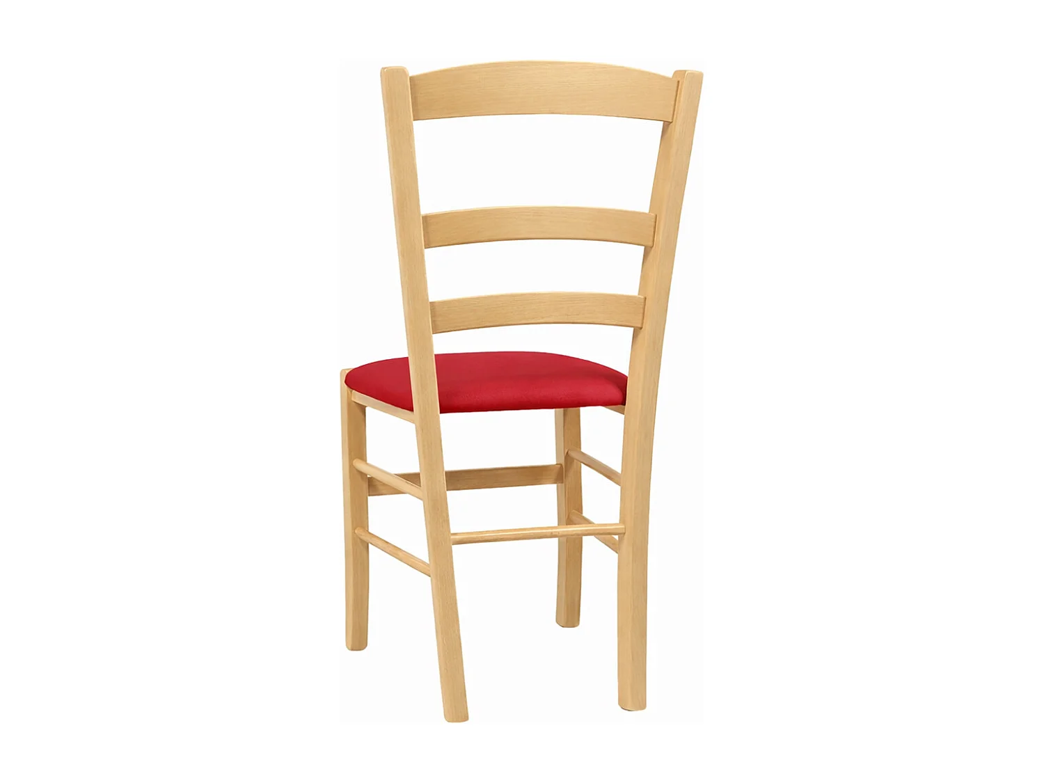 Chaises de salle à manger Paesana en bois naturel avec assises rembourrées rouges