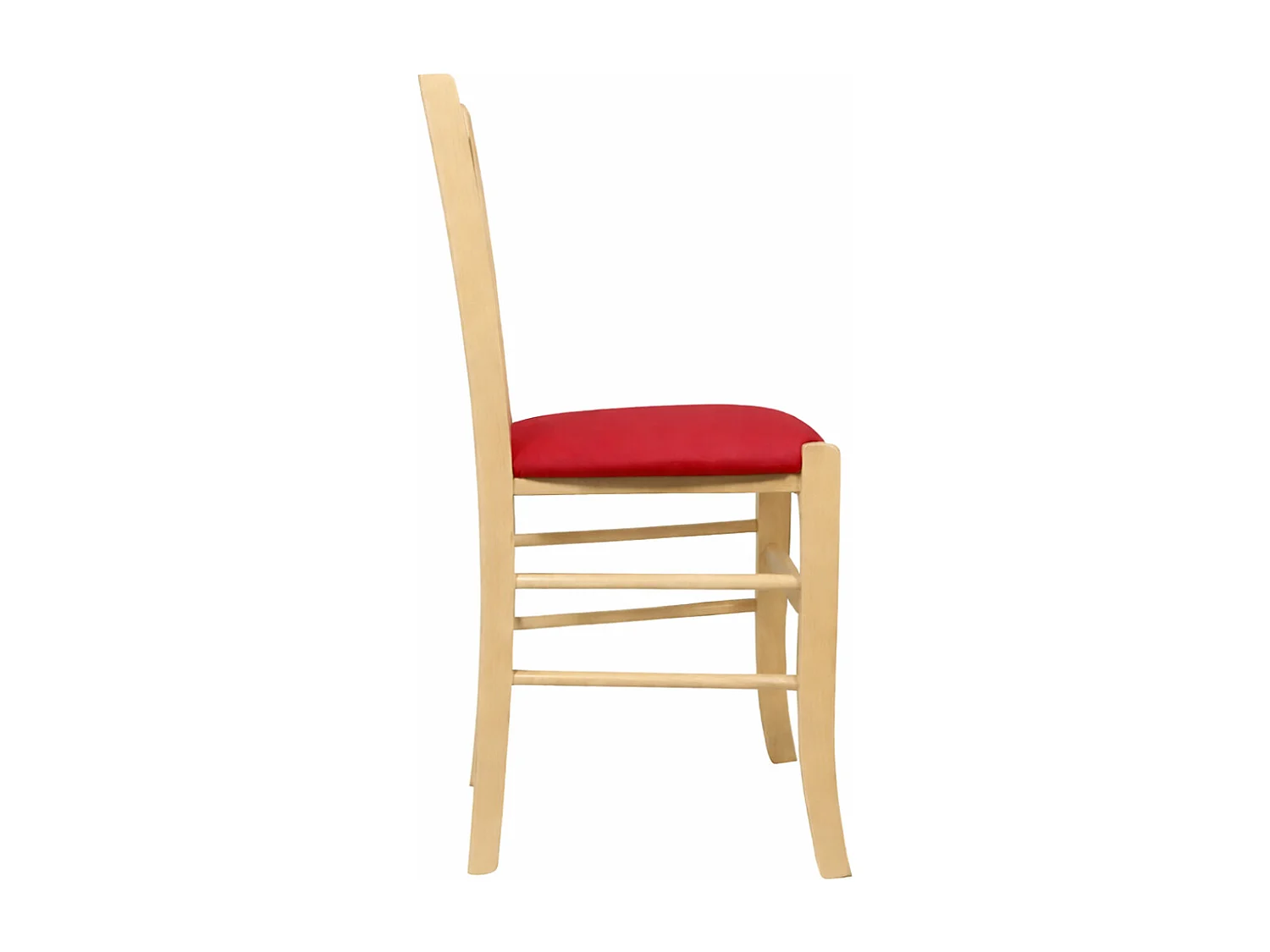 Chaises de salle à manger Paesana en bois naturel avec assises rembourrées rouges