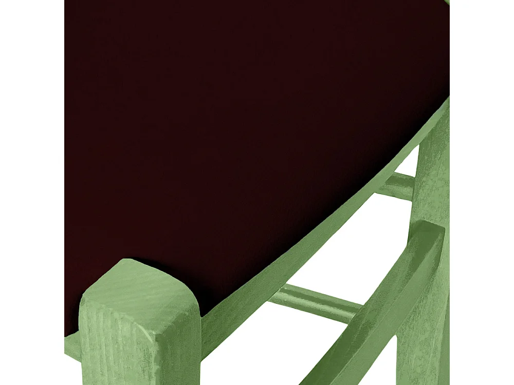 Groene Venezia houten stoel met bruine kunstleren zitting.