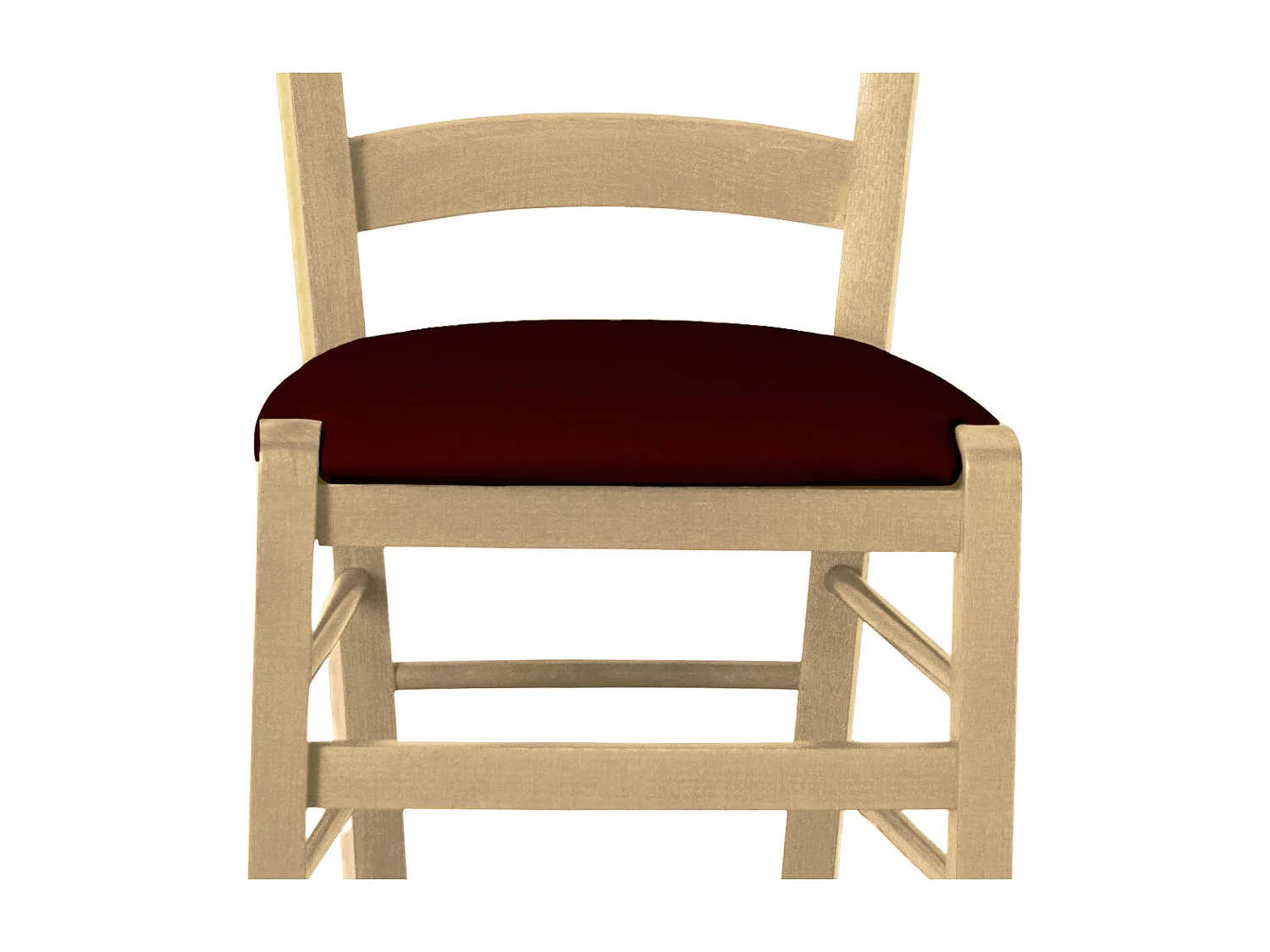 Chaise en bois vénitien naturel avec assise en similicuir marron