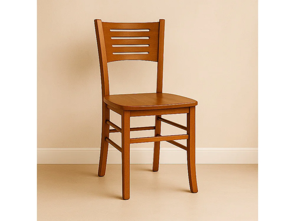 Chaise Amelia en bois de cerisier avec assise en bois massif x 2