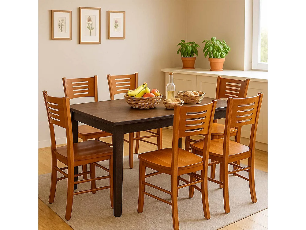 Chaise Amelia en bois de cerisier avec assise en bois massif x 2