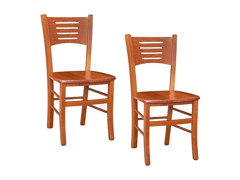 Chaise Amelia en bois de cerisier avec assise en bois massif x 2