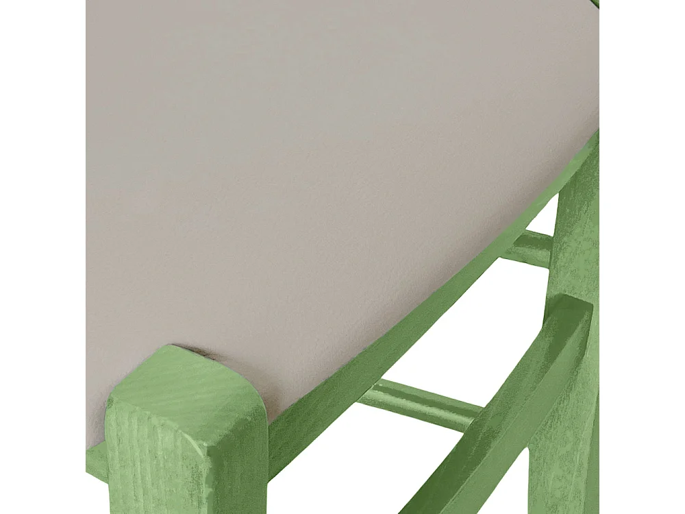 Chaise en bois vert Venezia avec assise en similicuir gris tourterelle