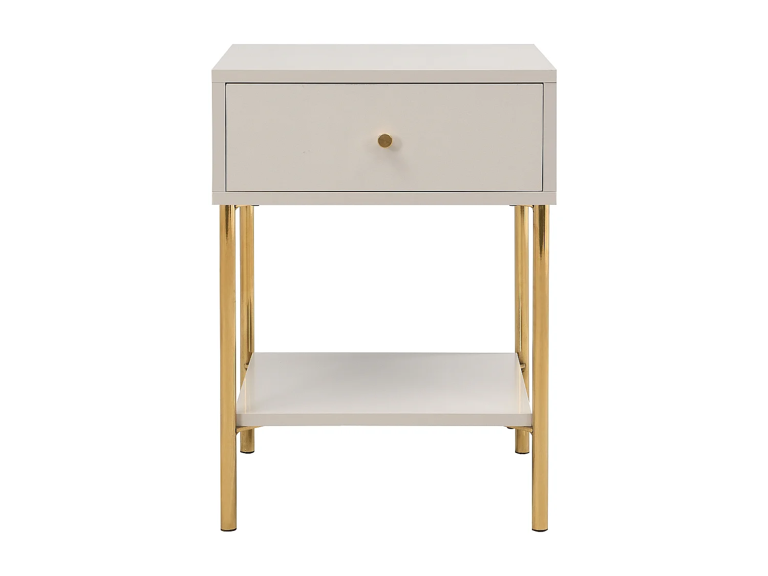 Lot de 2 tables de chevet 1 tiroir - MDF et métal - Beige et doré - MILAVIA