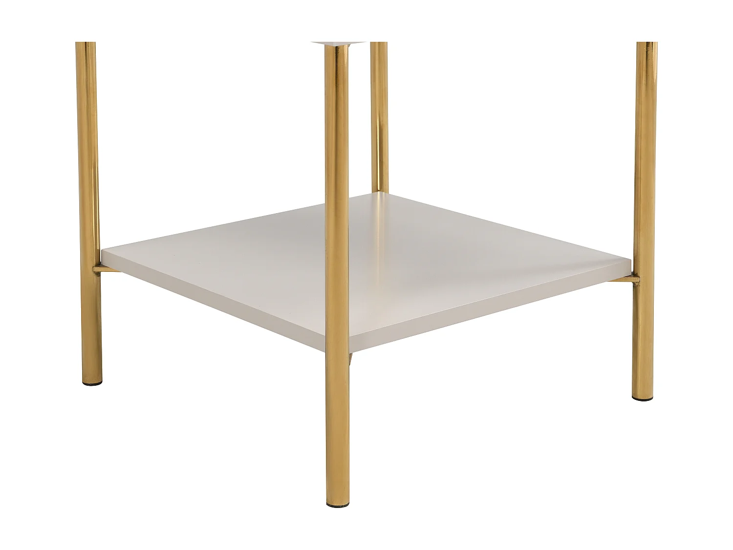 Lot de 2 tables de chevet 1 tiroir - MDF et métal - Beige et doré - MILAVIA