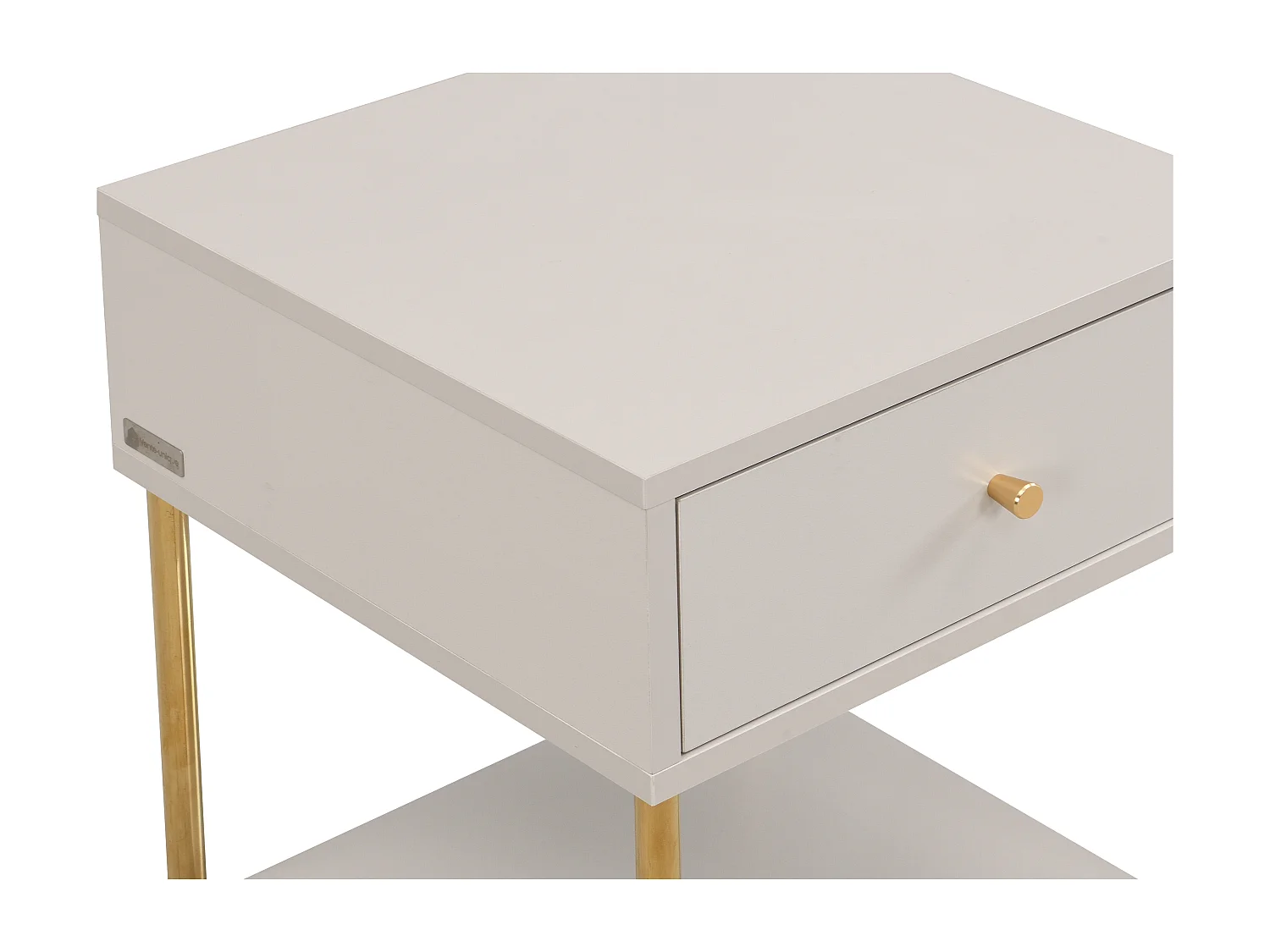 Lot de 2 tables de chevet 1 tiroir - MDF et métal - Beige et doré - MILAVIA