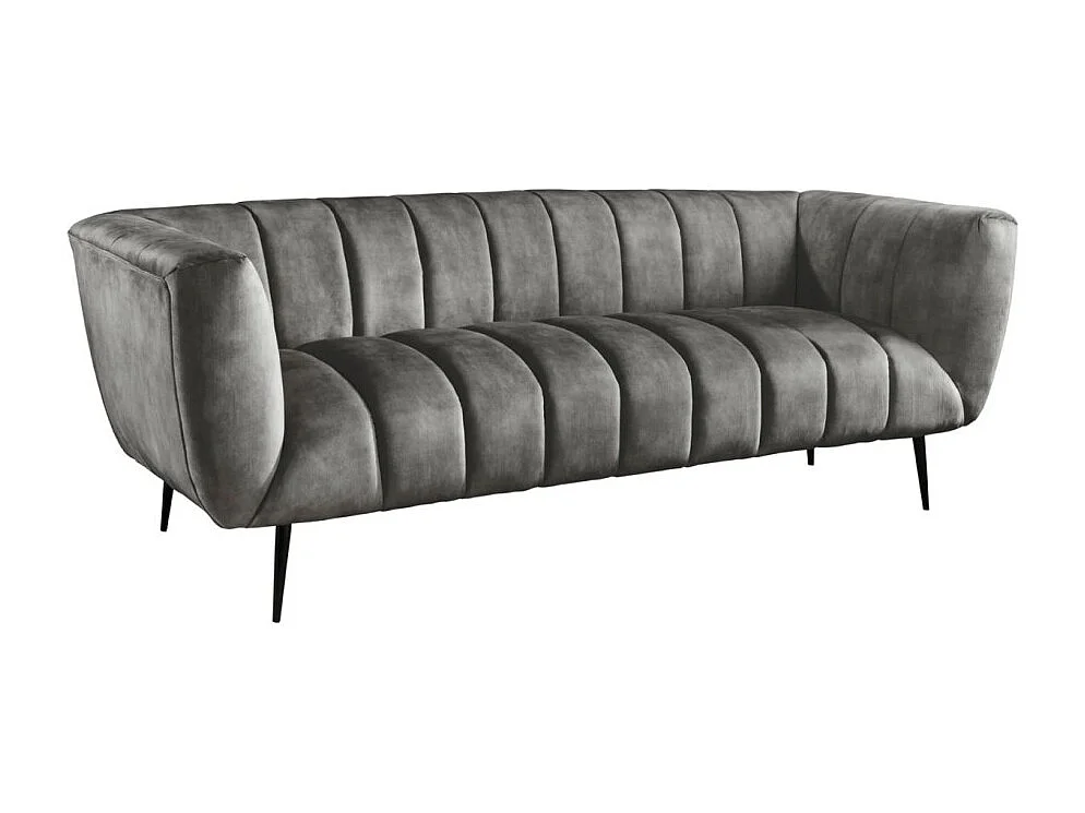 Canapé droit NORA gris – Canapé chic en velours avec pieds en métal